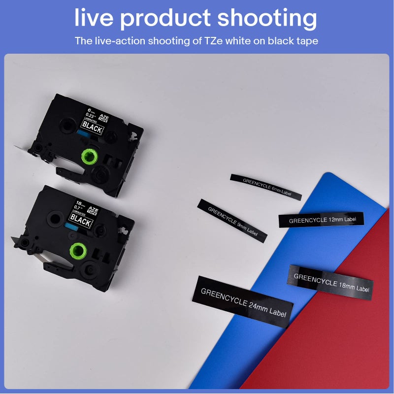 GREENCYCLE 3 Pack Compatible for Brother AZE 315 TZe-315 TZ315 Laminated Tze Tz Tape White on Black 6mm (1/4"") Width 8m (26.2ft) Length for Ptouch PT2430PC 1890C PT-D210 300BT PT-1010 PTH100 D200 - Image 2